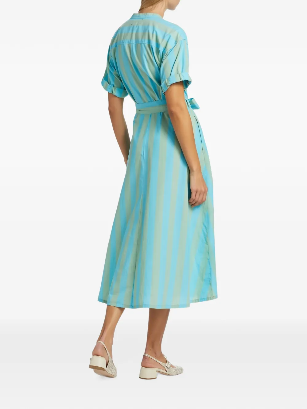 Xirena Liora striped cotton-poplin midi dress Blauw