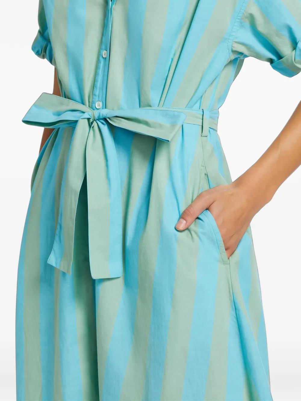 Xirena Liora striped cotton-poplin midi dress Blauw