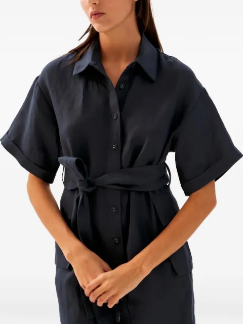 casa raki Belen belted linen mini dress