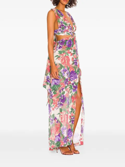 JBQ Sara cutout floral-print maxi dress