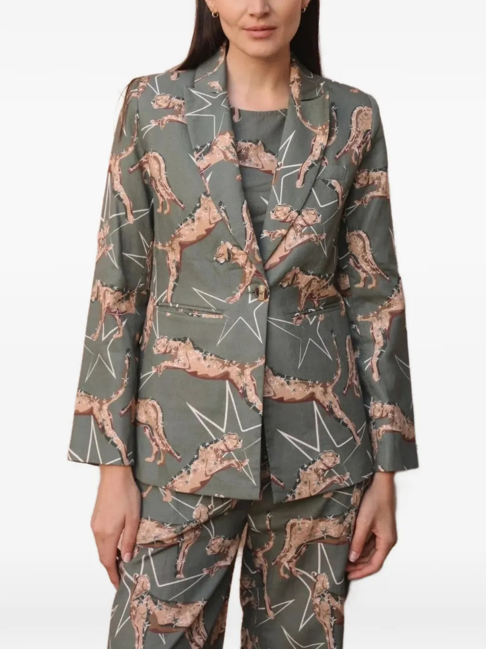 LAS SUREÑAS leopard-print star-print blazer