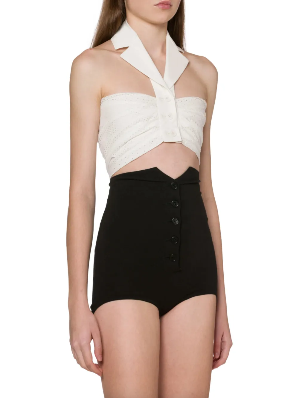 Philosophy Di Lorenzo Serafini Gedrapeerde cropped top met uitgesneden details Wit