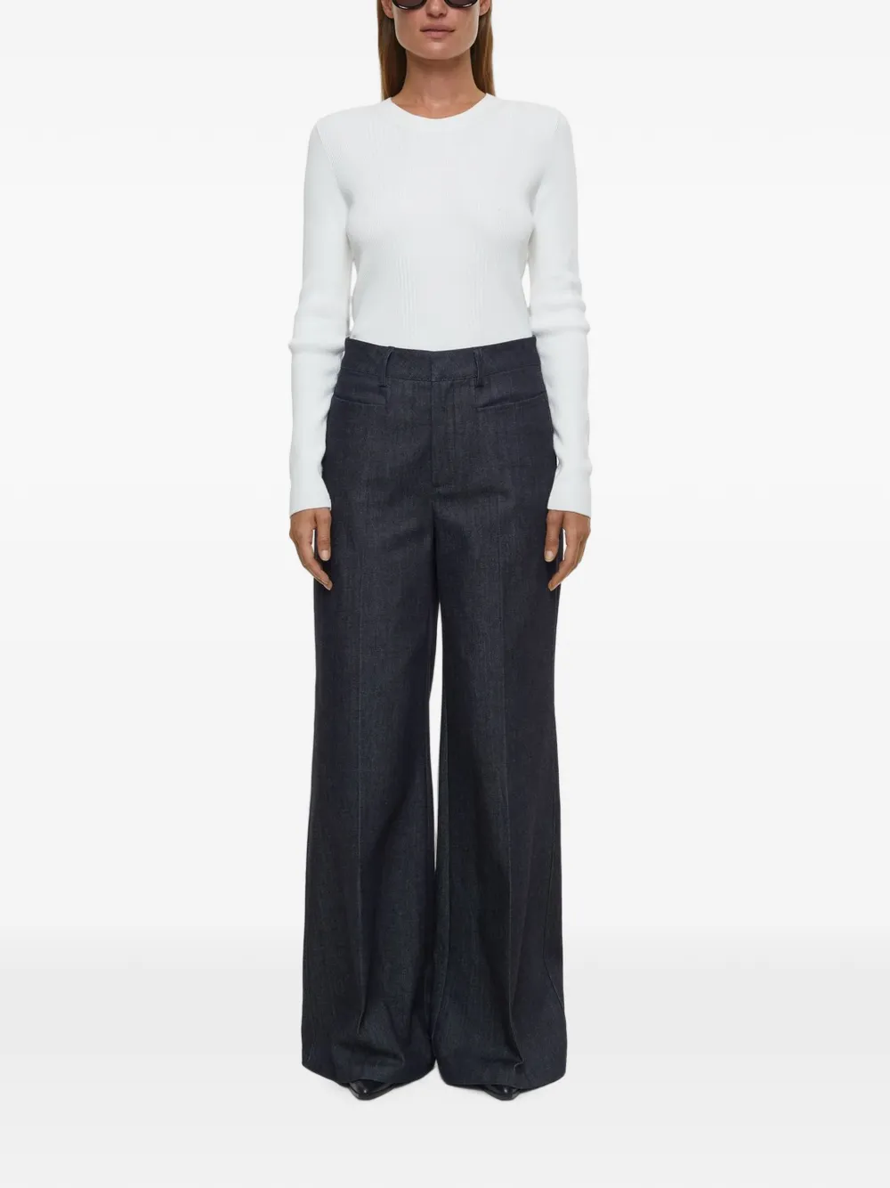 Closed ribbed long-sleeve jumper Wit