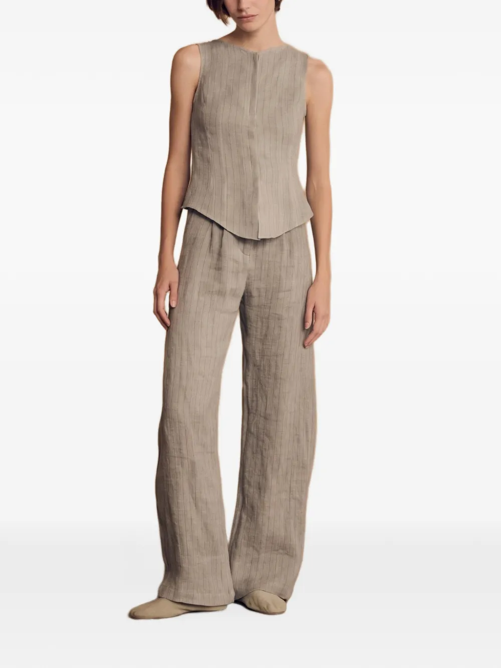 Cortana Lupe gestreepte linnen broek Blauw