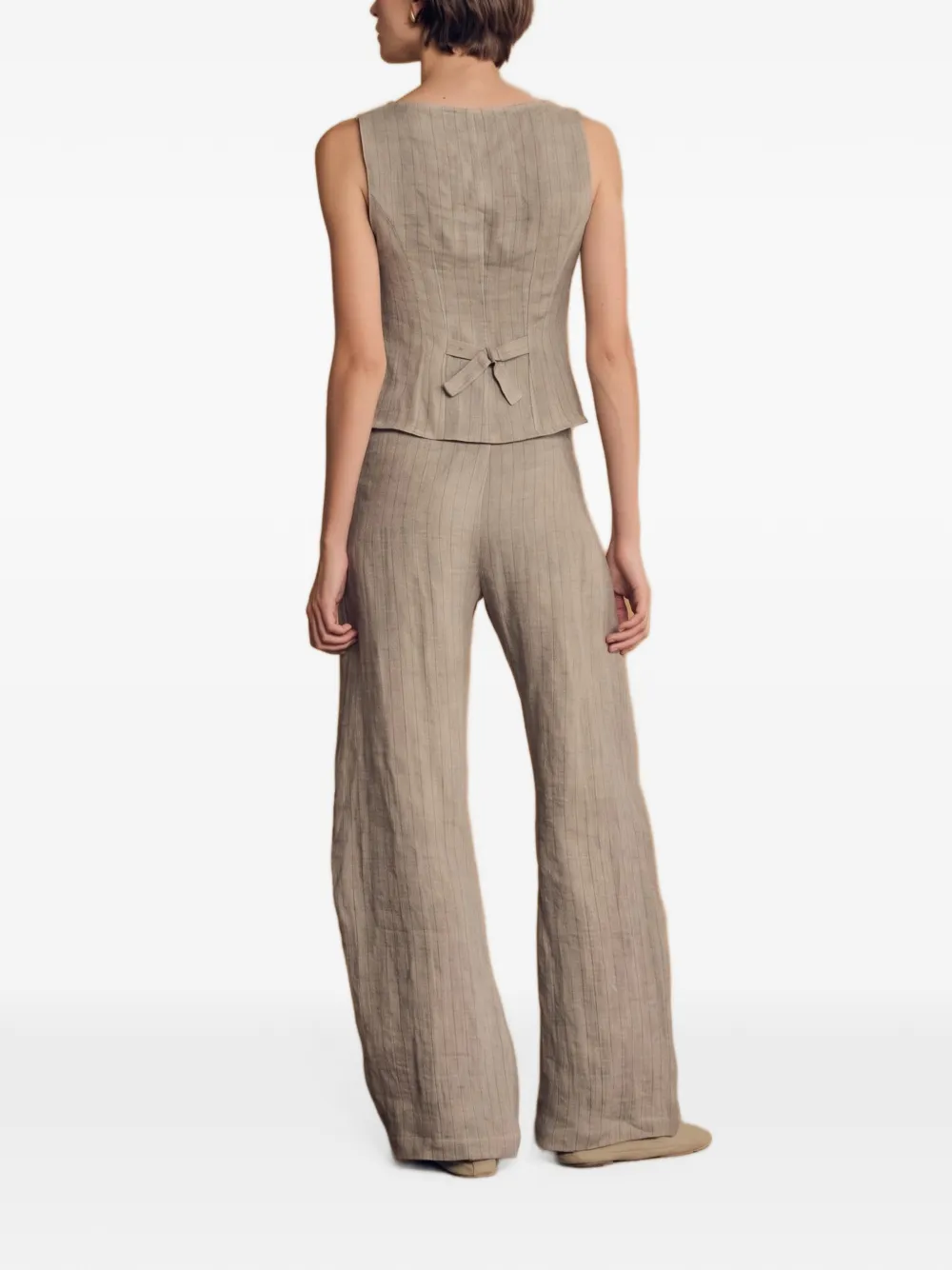 Cortana Lupe gestreepte linnen broek Blauw