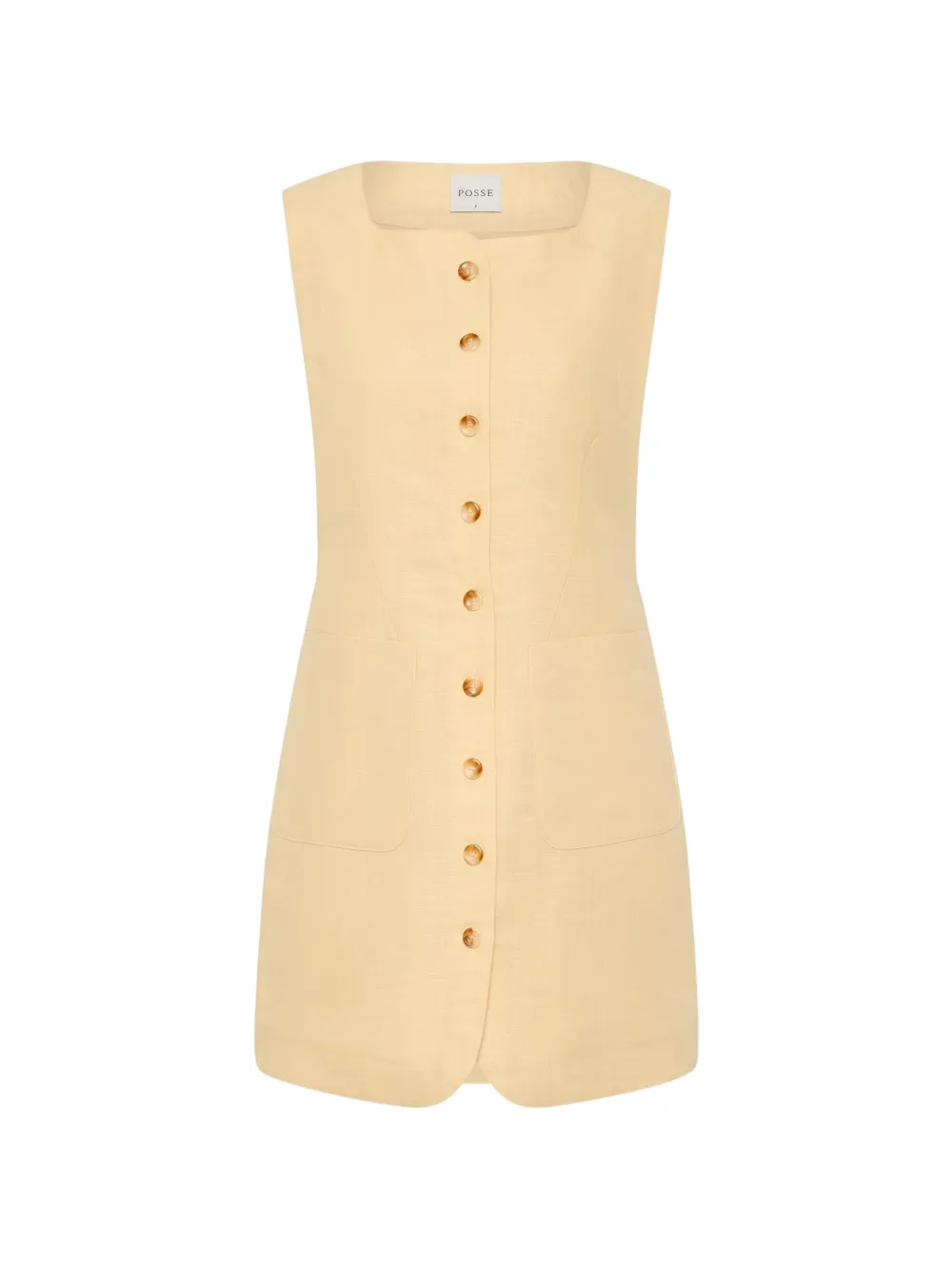 Posse Emma button-down mini dress Geel