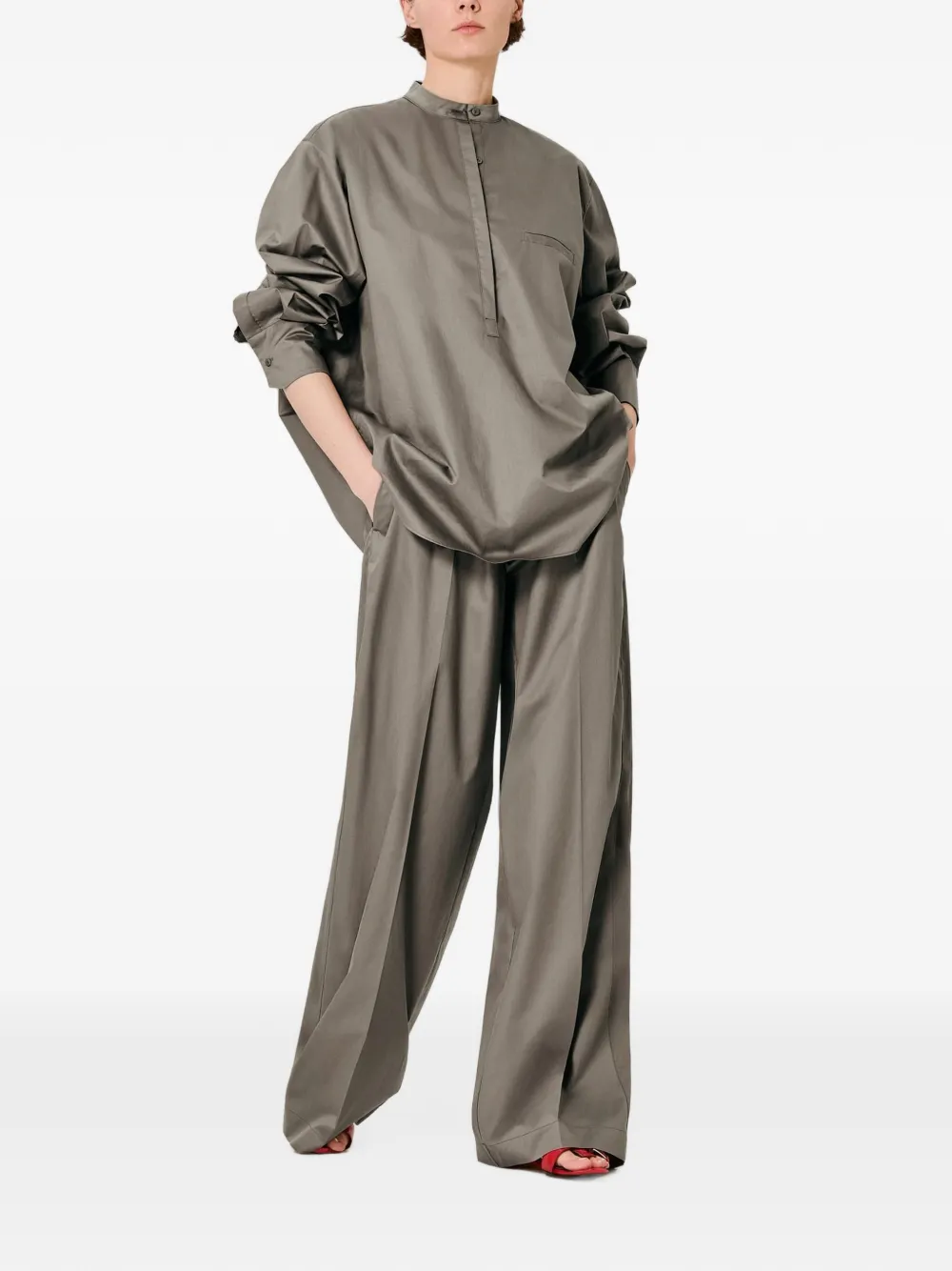 SA SU PHI Balloon blouse met borstzak Grijs
