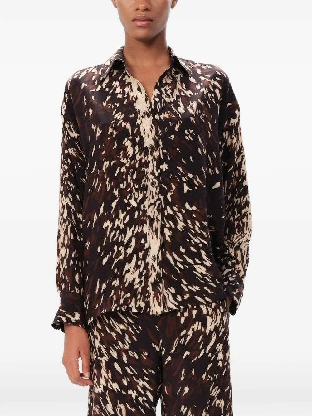 Maria Cher Callao Katt Abstract-print Shirt In Brown