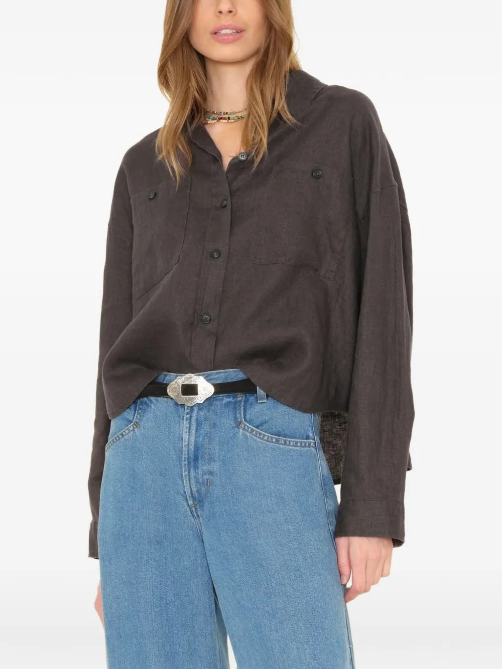 Xirena Brittan blouse met opgestikte zak Bruin