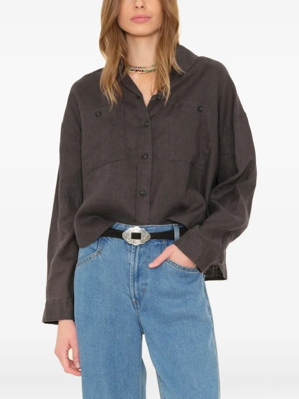 Xirena Brittan blouse met opgestikte zak Bruin