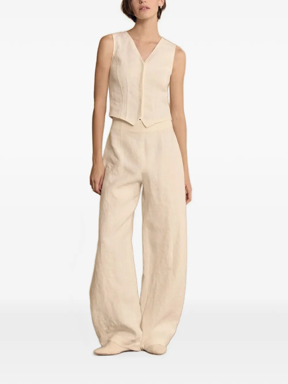 Cortana Costa linnen broek met hoge taille Beige