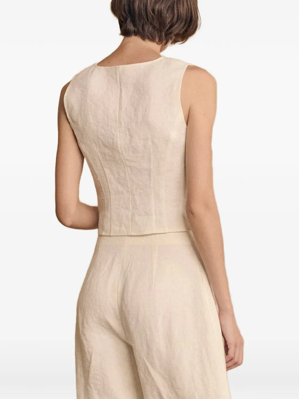 Cortana Costa linnen broek met hoge taille Beige