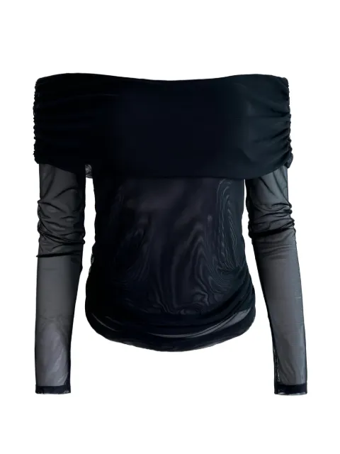 Taylor Sunset off-shoulder mesh top