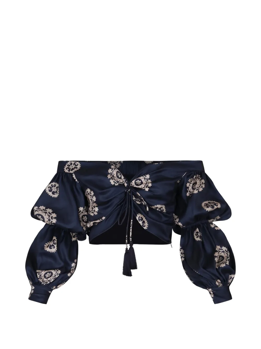 ANDRES OTALORA Zinu cropped off-the-shoulder blouse - Blu