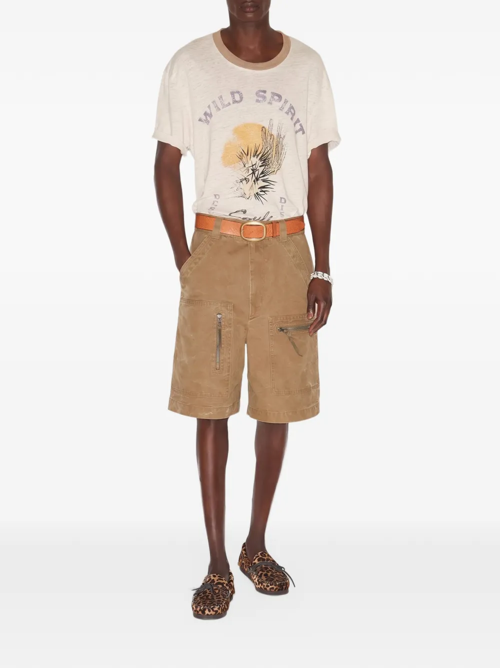 MARANT Honore T-shirt met cactus-print Beige