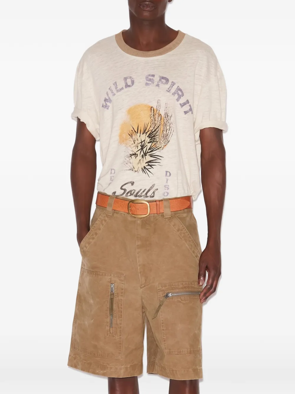 MARANT Honore T-shirt met cactus-print Beige