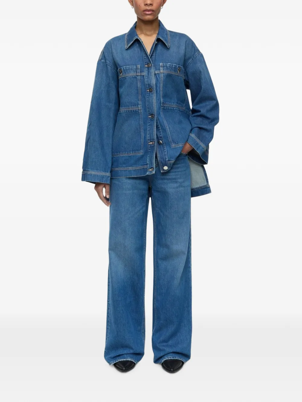Closed Denim blouse met strik aan de zijkant Blauw