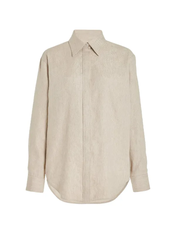 Brandon Maxwell Allie Button-down Shirt in Neutrals