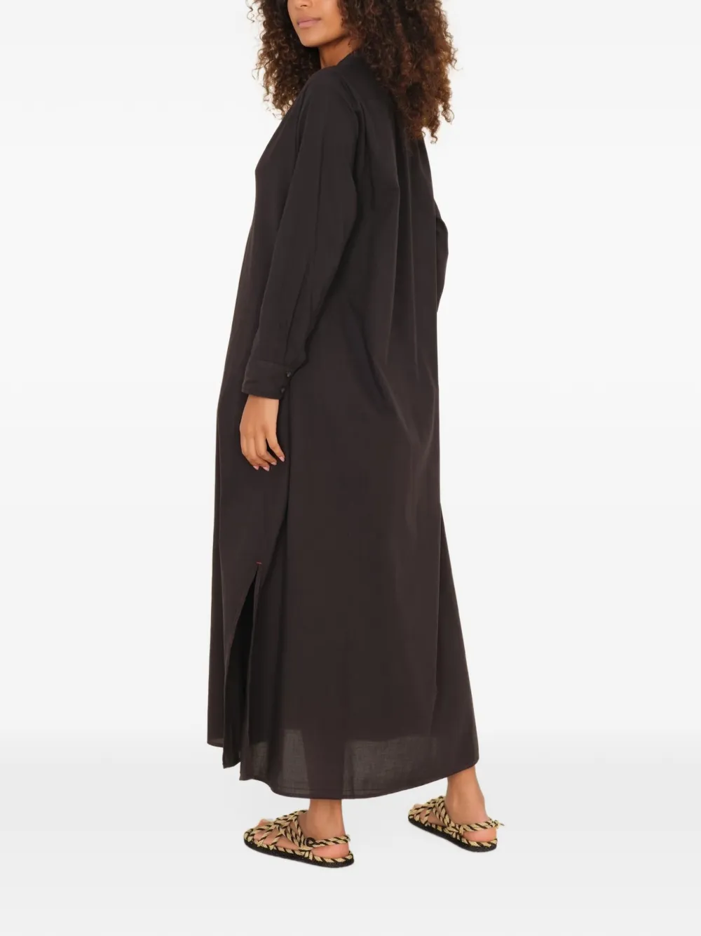 Xirena Boden side-slit shirt maxi dress Zwart