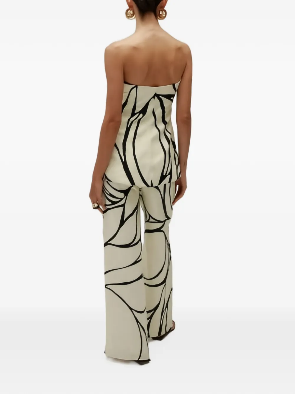 Cala de la Cruz Noah strapless top met grafische print Zwart