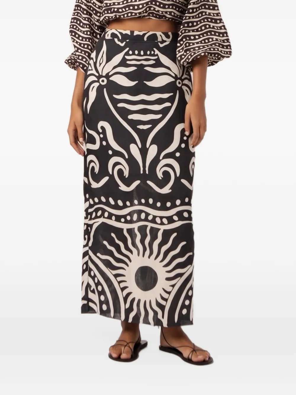 Cala de la Cruz Magda Paradiso print long skirt - Schwarz