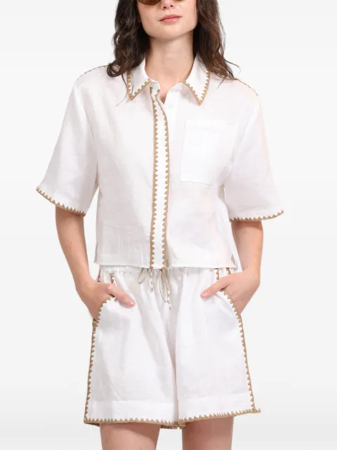 LAS SUREÑAS Mosaico embroidered linen shorts