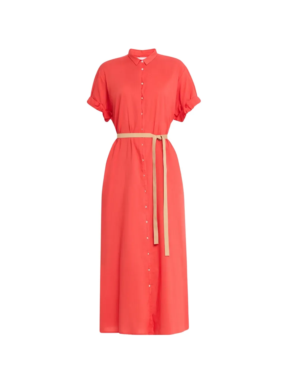 Xirena Linnet belted cotton-poplin midi dress Rood
