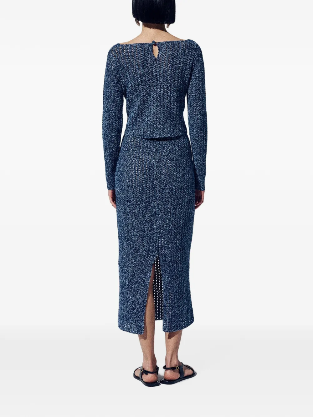 Escvdo Manabi Pencil Midi Skirt in Blue, view 3