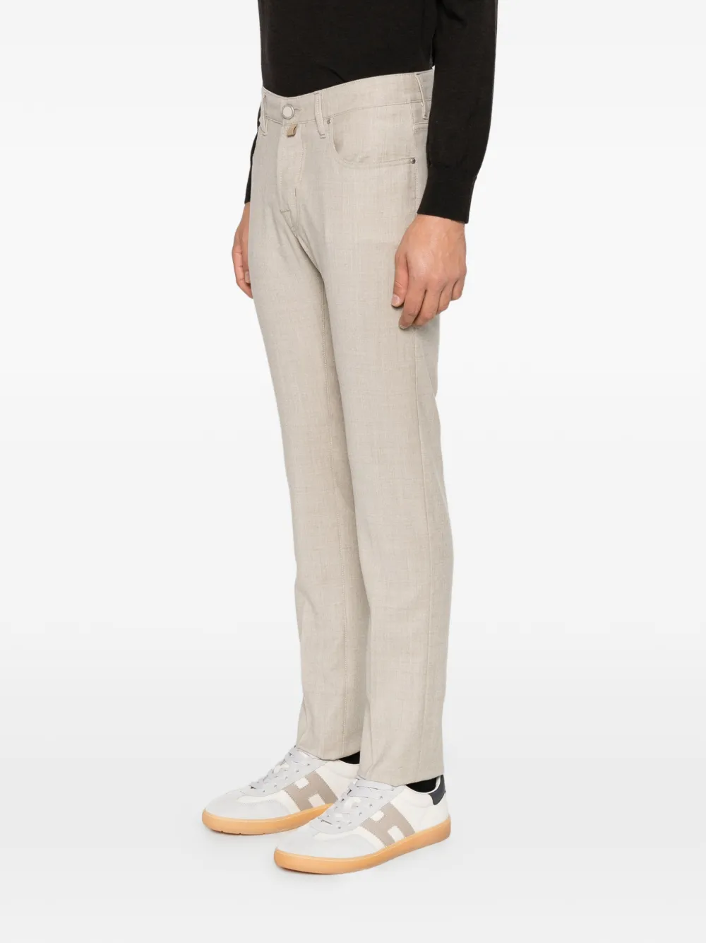 Jacob Cohën logo-patch straight-leg trousers Beige