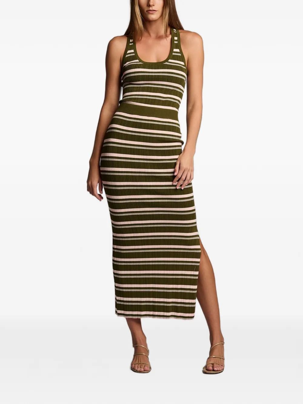 HEVRON Violet gestreepte geribbelde tanktop Groen