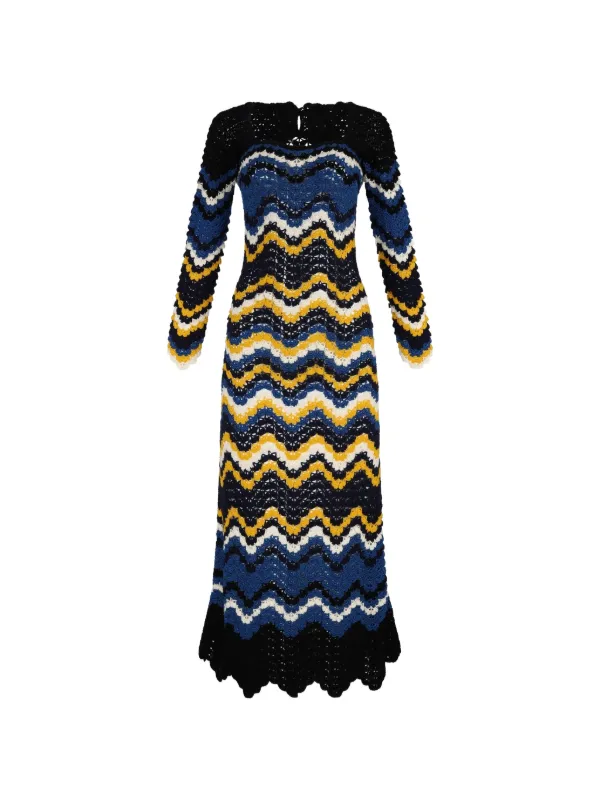 Escvdo Sumac Crochet Maxi Dress in Black
