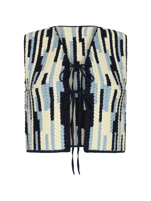 Escvdo Anadara Intarsia Vest in Neutrals