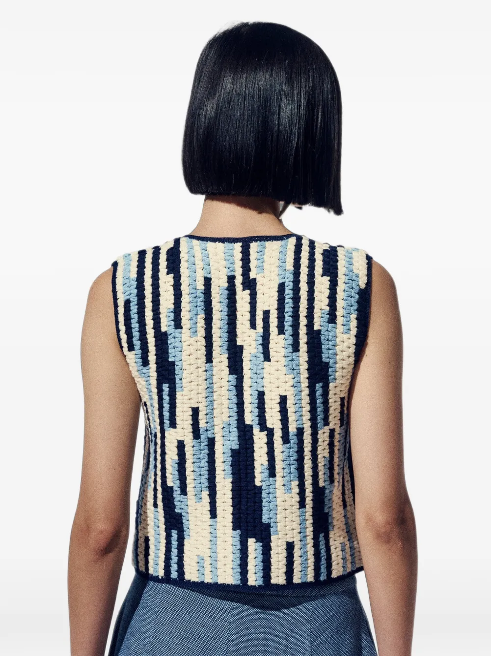 ESCVDO Anadara Intarsia Vest in Neutrals, view 4