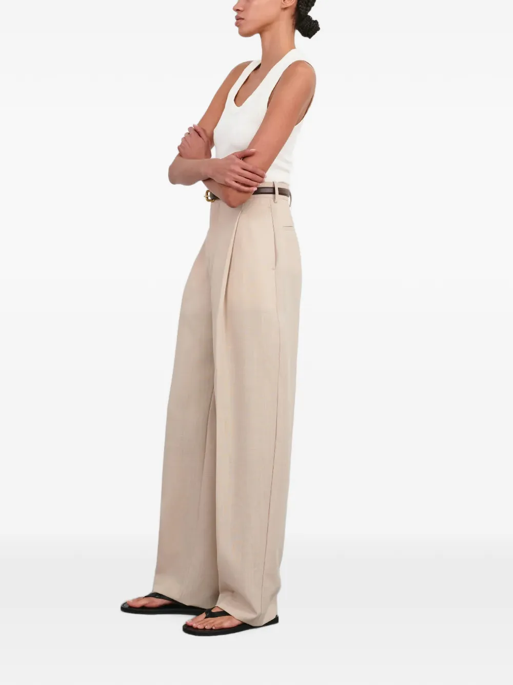 WARDROBE.NYC Wollen plooibroek Beige