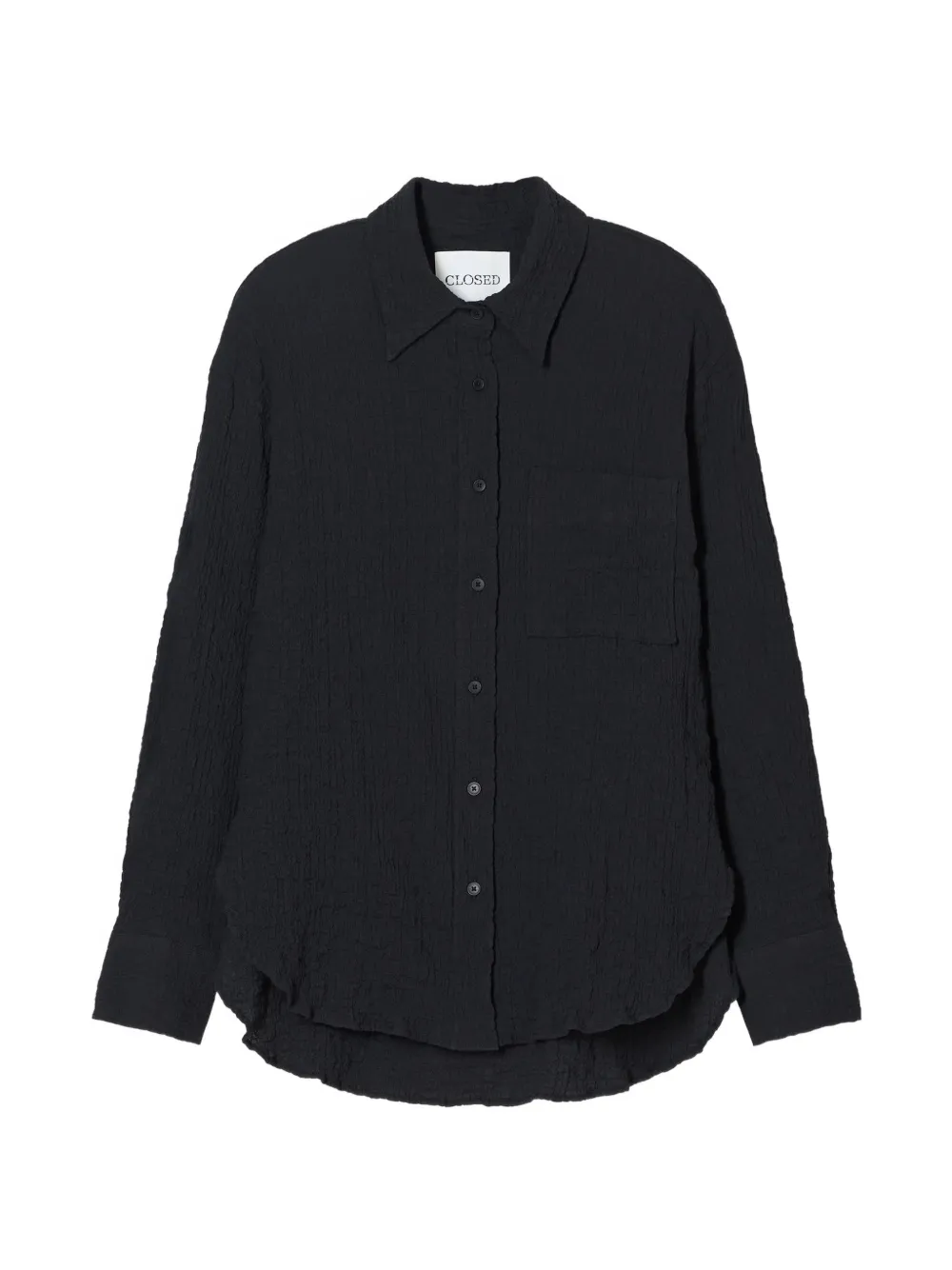 Closed Crinkle-effect Blouse In Black