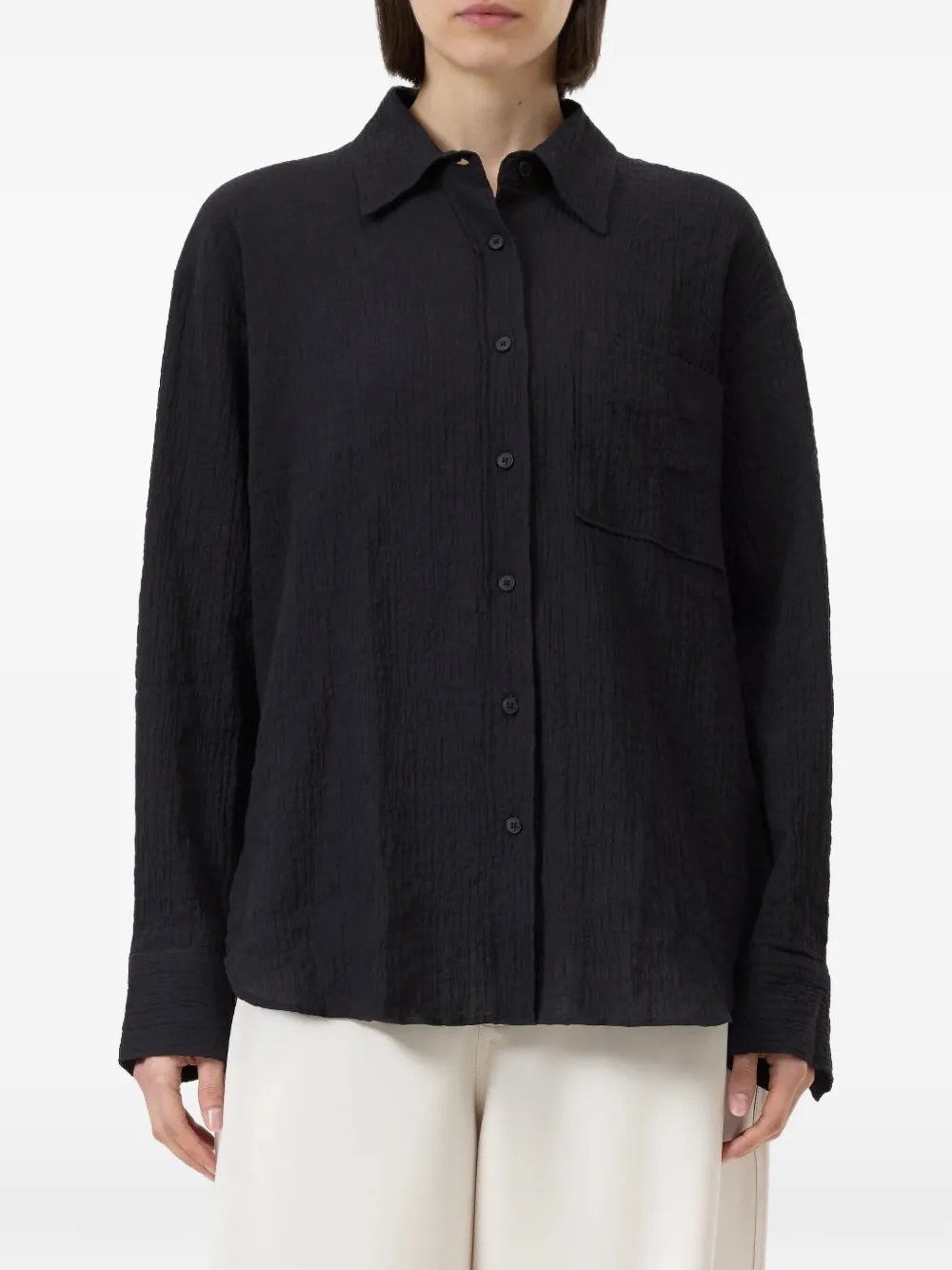 Closed Blouse met gekreukt effect Zwart