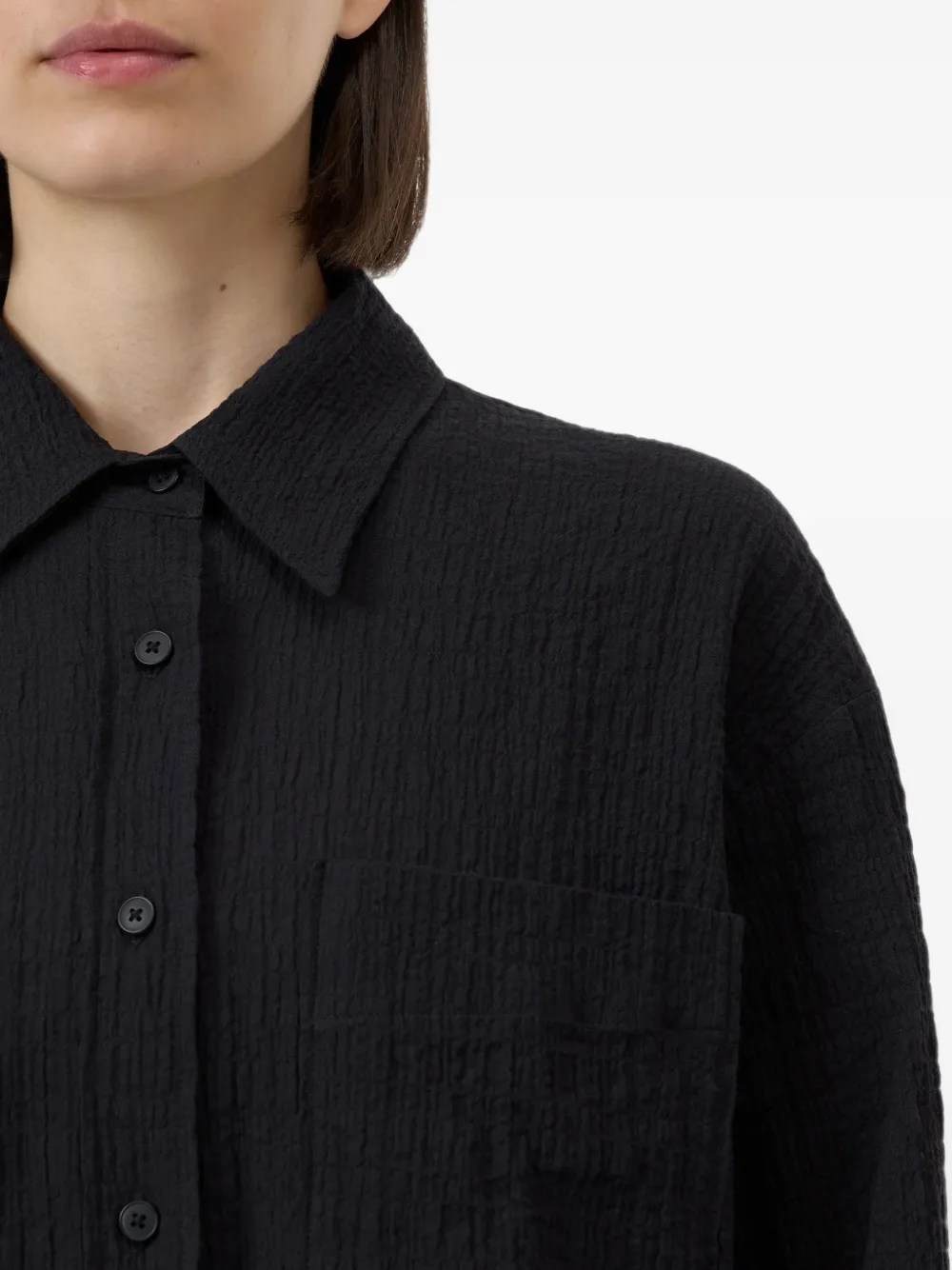 Closed Blouse met gekreukt effect Zwart