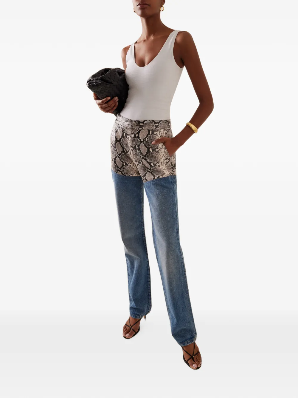 Brandon Maxwell Janie Scoop-neck Bodysuit in White, view 3