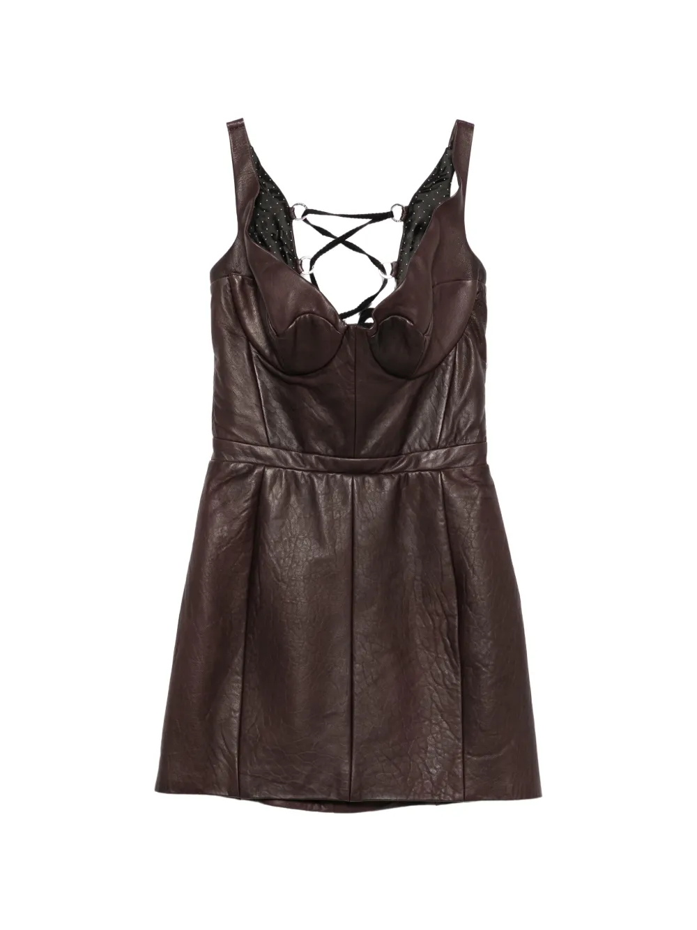 Maria Lucia Hohan robe courte Rika en cuir à lacets - Marron