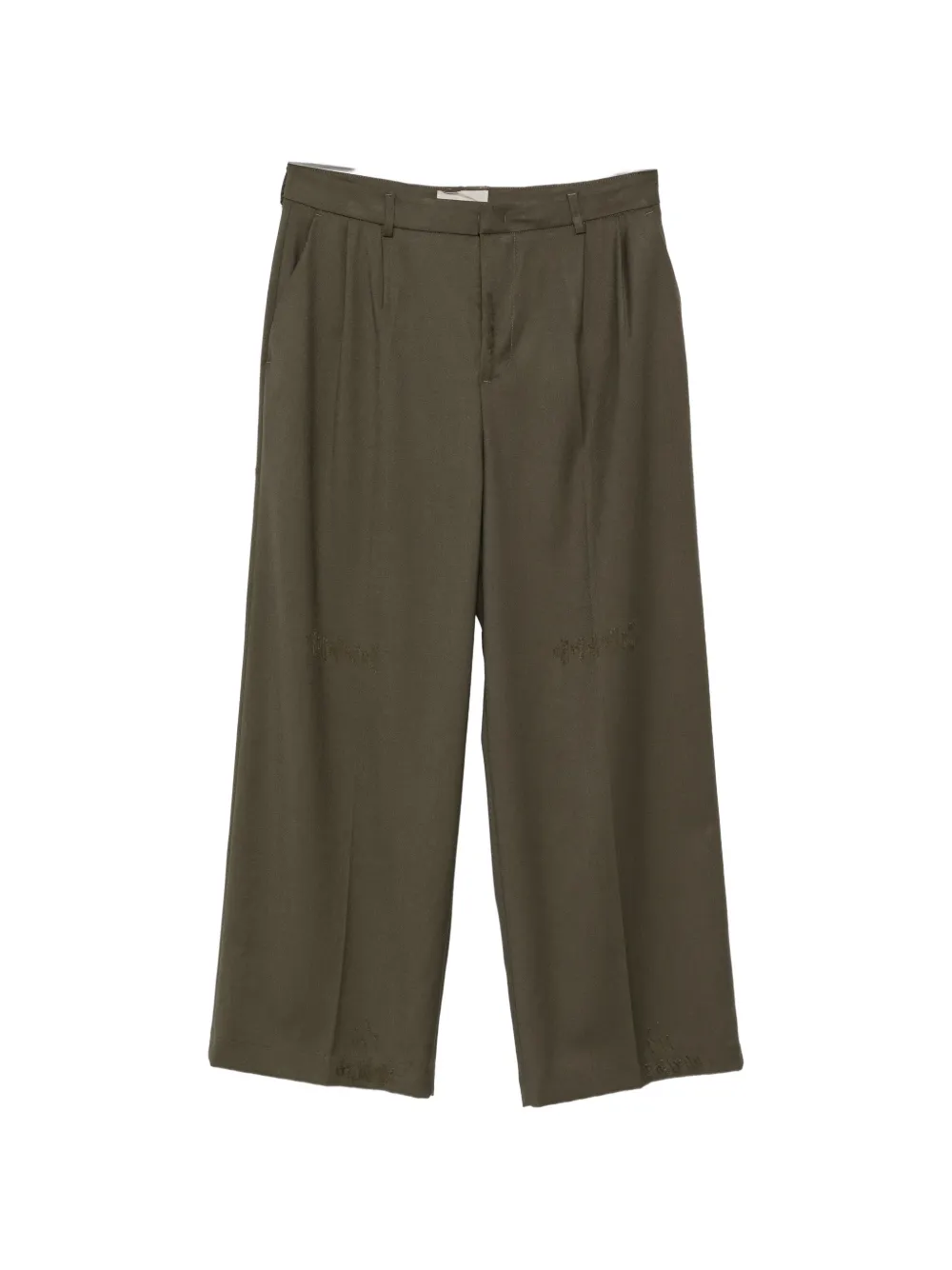 THESTROY distressed wide-leg trousers