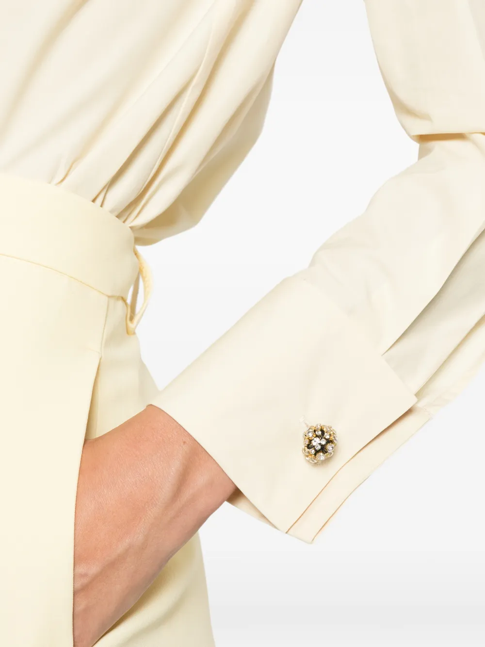 Fabiana Filippi embellished-cuff long-sleeve shirt Beige