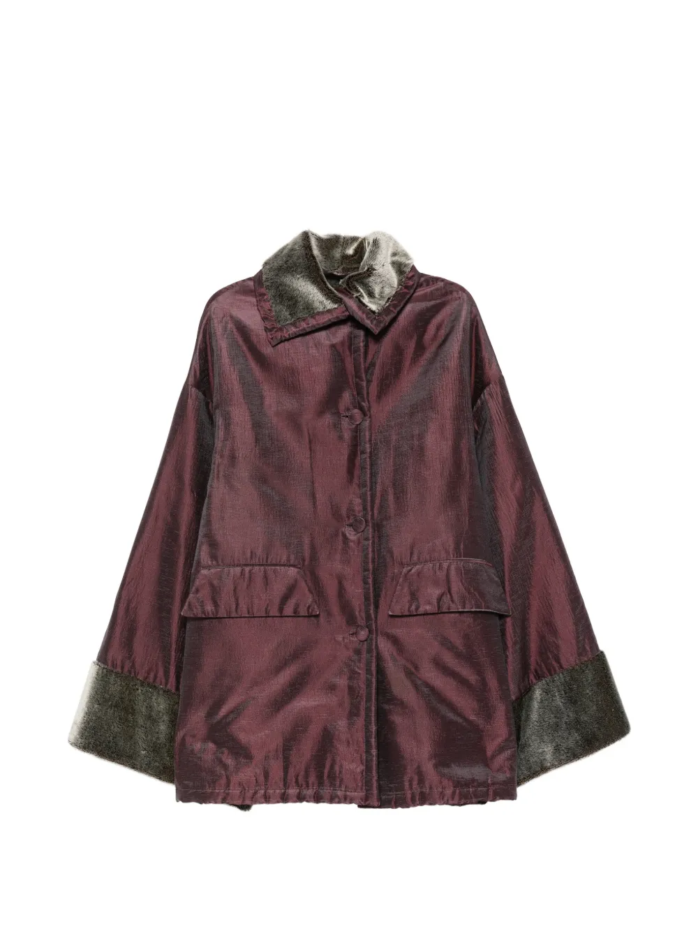 Romeo Gigli Pre-Owned 1990s faux-fur trim coat - Purple
