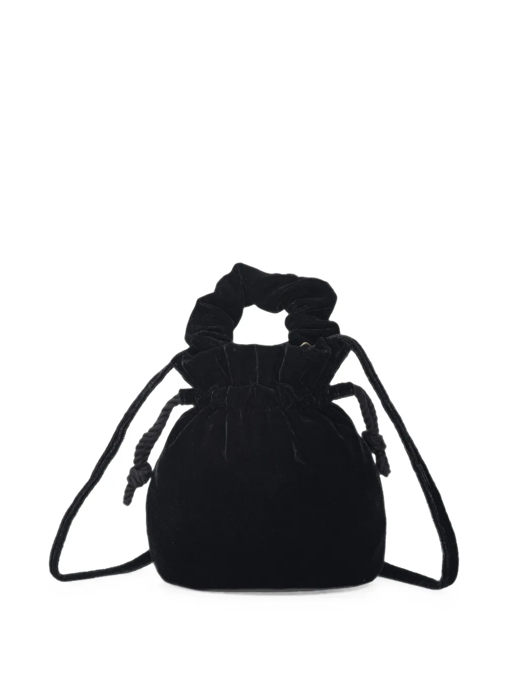 POLO RALPH LAUREN KIDS embroidered velvet bucket bag Zwart