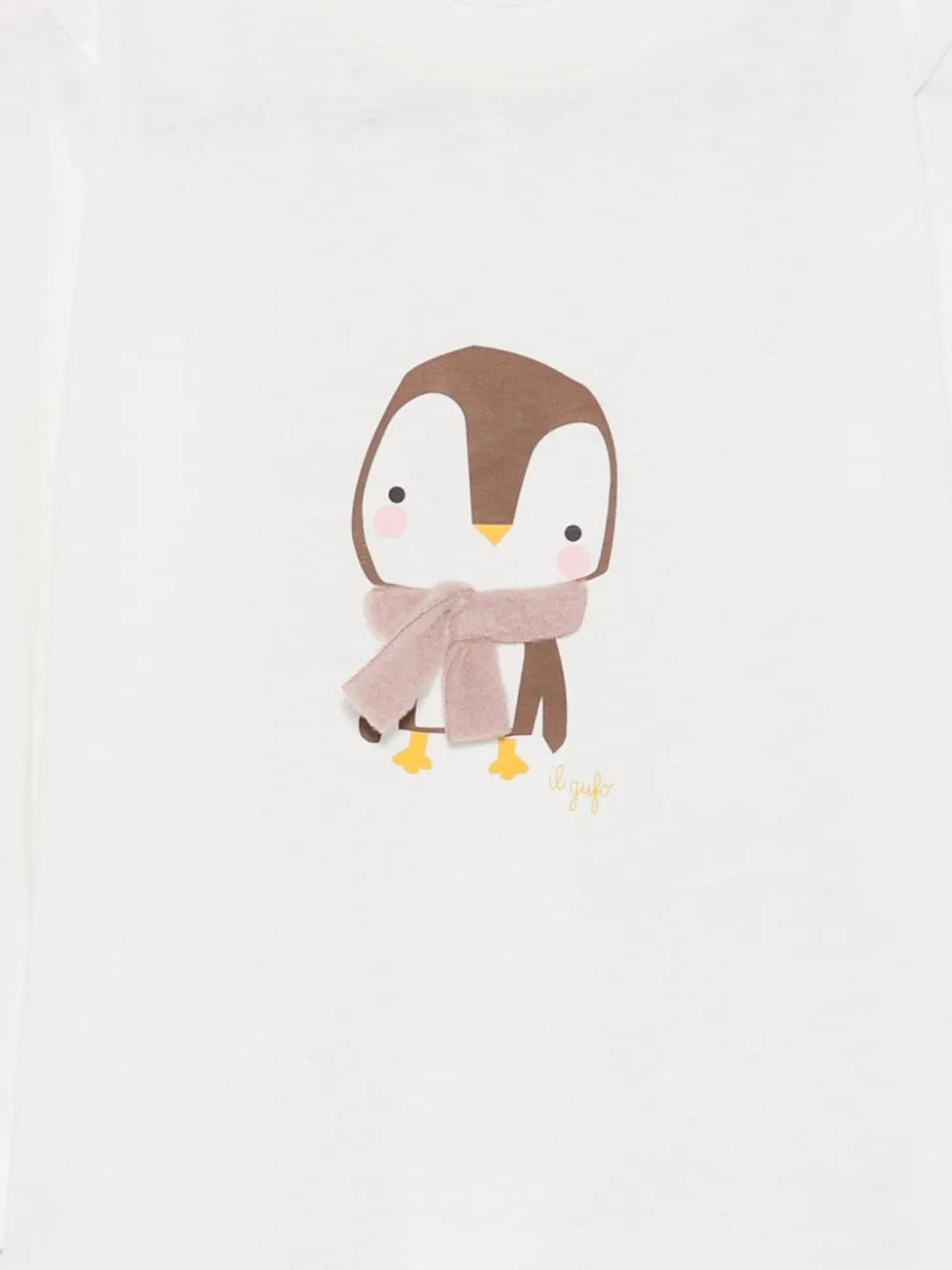 Il Gufo T-shirt met pinguïn-print en knoop Wit