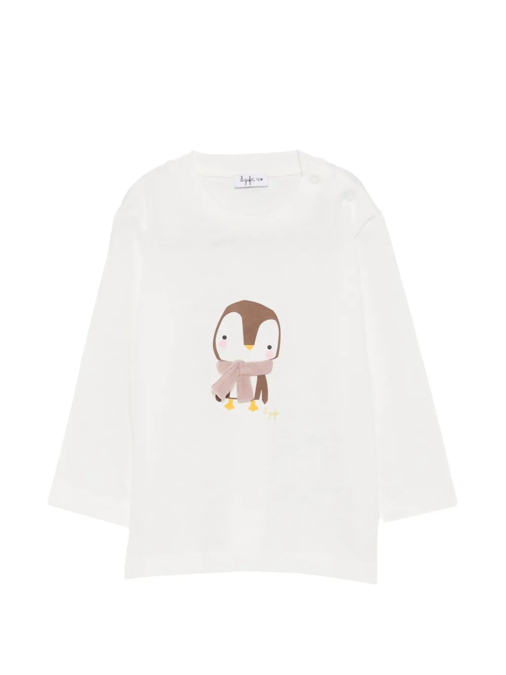 Il Gufo penguin-print shoulder-button T-shirt - Bianco