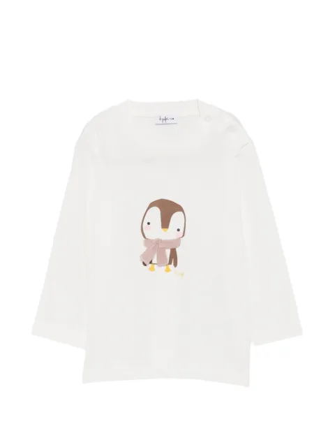 Il Gufo penguin-print shoulder-button T-shirt