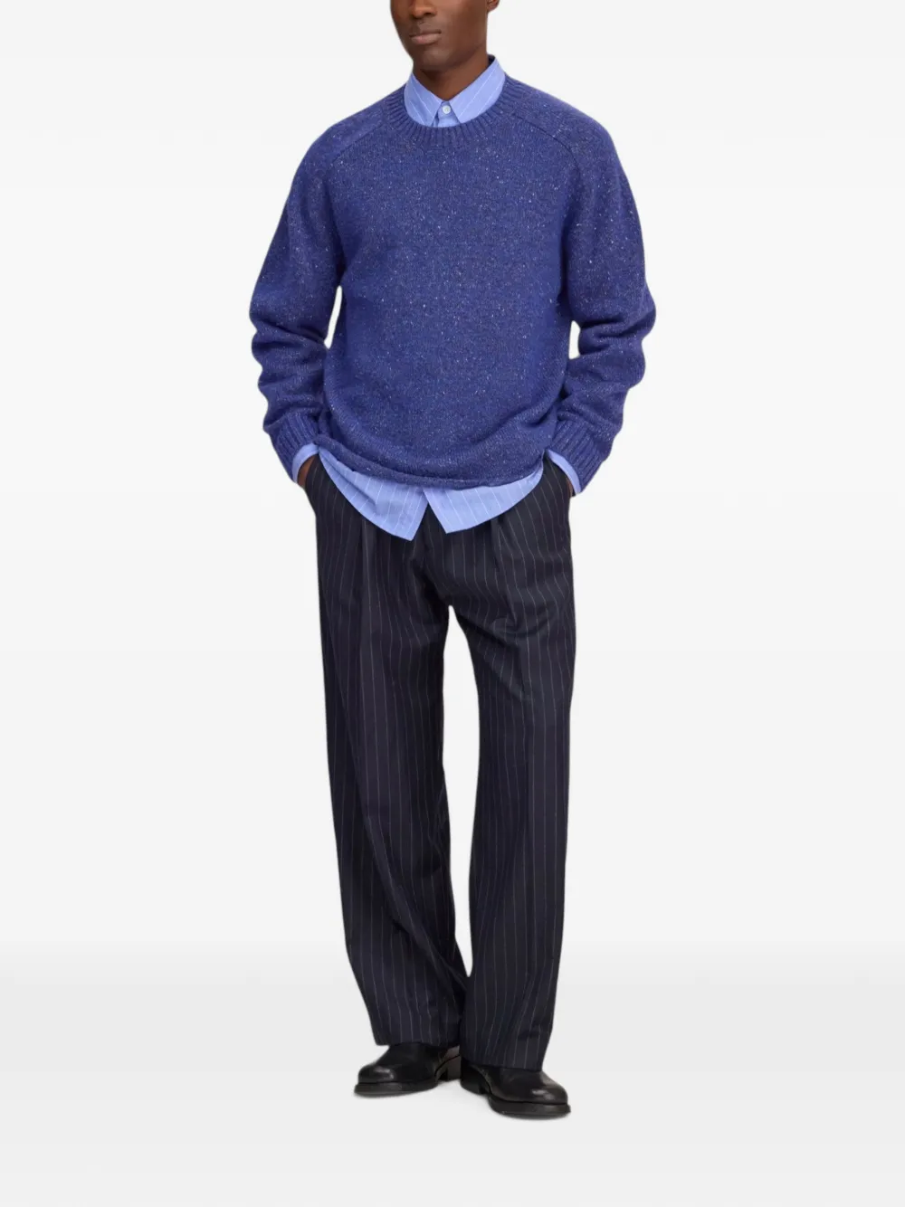 NN07 Jim gespikkelde trui Blauw