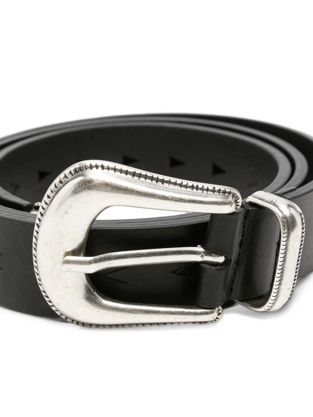 A Kind of Guise Seta leren riem met gegraveerde gesp Zwart