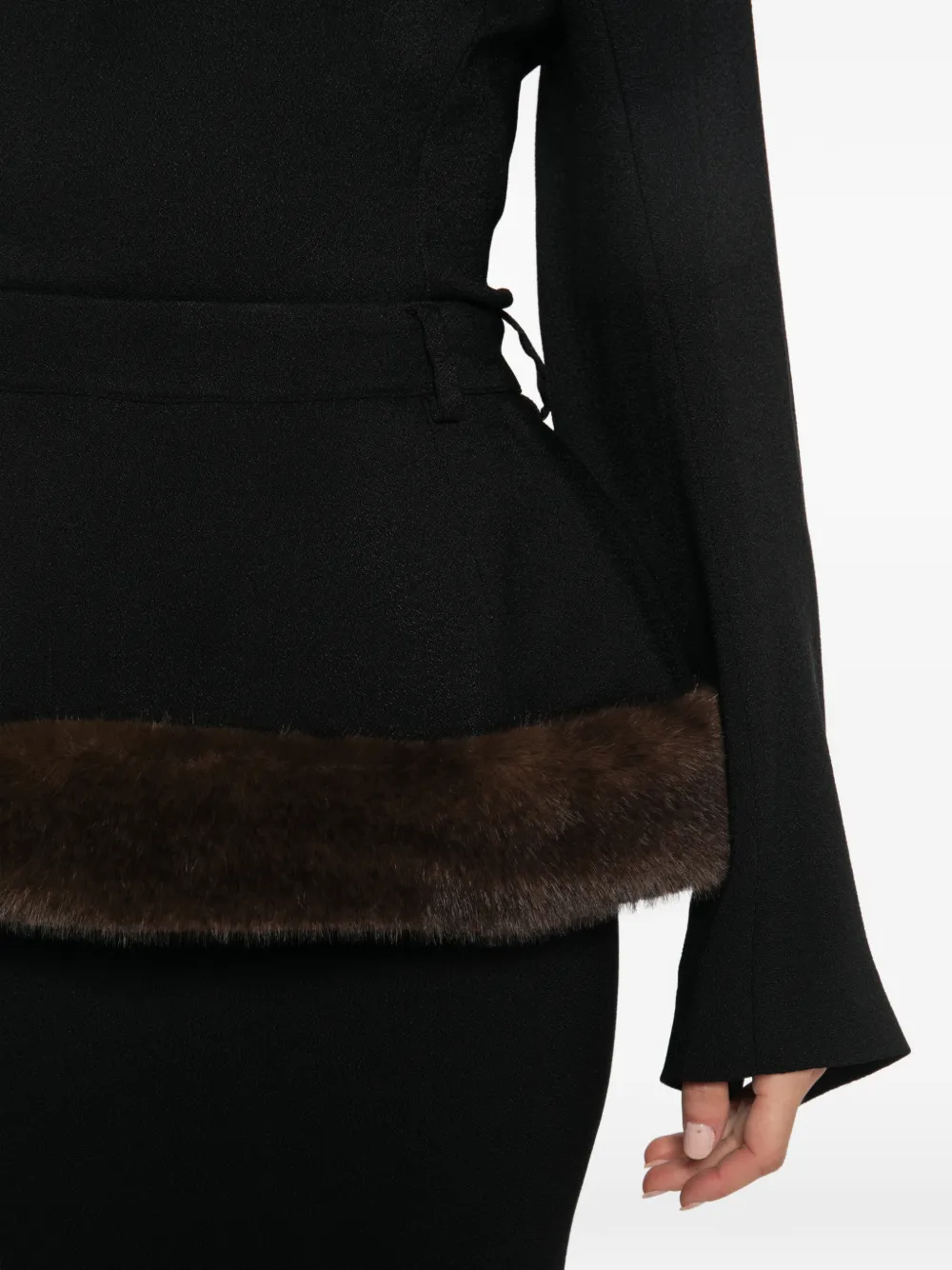 Stella McCartney faux-fur peplum midi dress Zwart