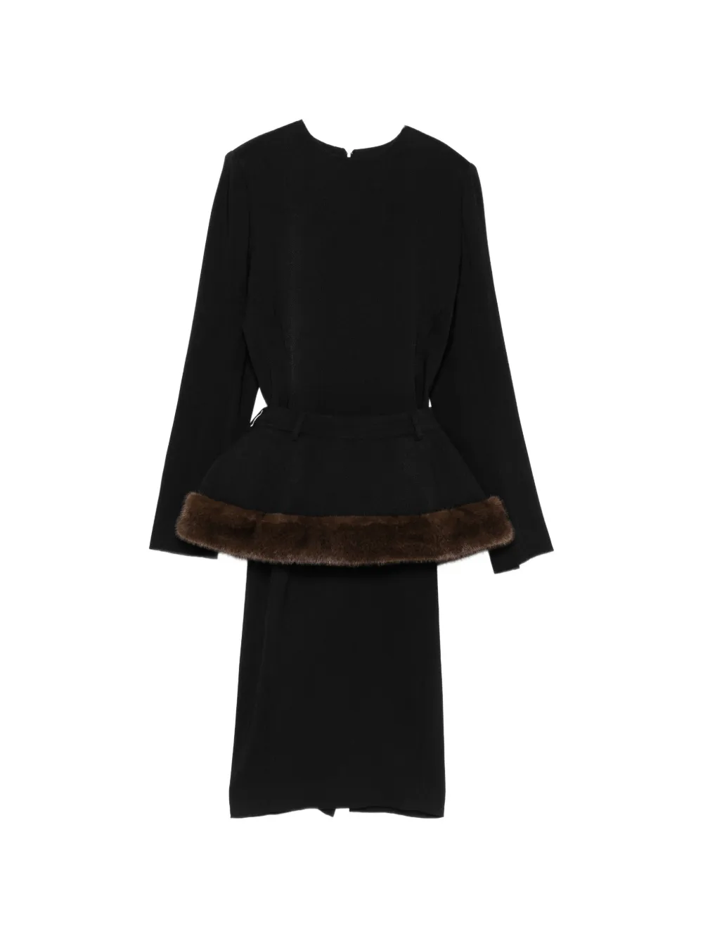 Stella McCartney faux-fur peplum midi dress - Nero